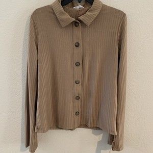 Reformation Top Womens XL Esmeray Knit Burnette Brown Ripped New